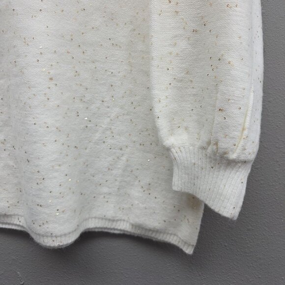 Andree By Unit Sweater Womens 1X Sequin V Neck Pullover Balloon Sleeve - Picture 3 of 8